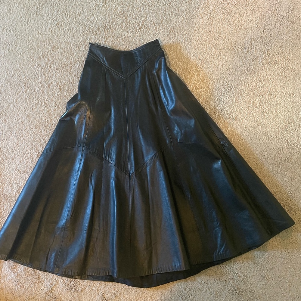 Saks Fifth Avenue genuine leather A-line skirt.